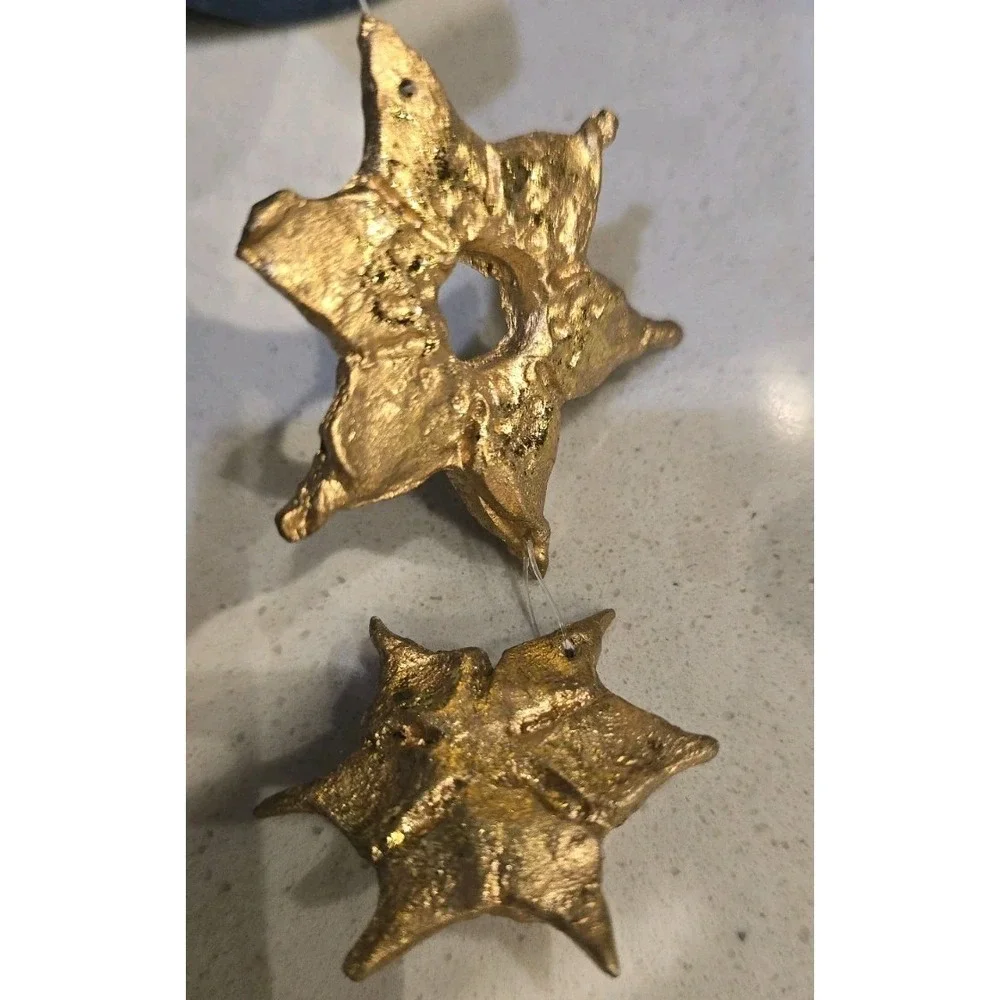 Hand Painted Wise Man Christmas Ornament Gold Crown Blue Hooded Beard Gold Stars